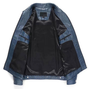 แจ็กเก็ตหนังจระเข้สำหรับผู้ชายแจ็คเก็ตหนังแฟชั่นใหม่สำหรับผู้ชายเสื้อแจ็คเก็ตหนังกันลม - Product Image 3