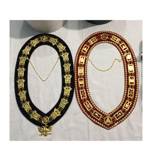 Collar Masónico Shriner de Terciopelo Tricolor en Rojo, Verde y Amarillo con Cadena y Pedrería de Una y Dos Hileras en Todos los Modelos 2026 - Product Image 4