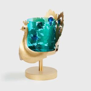 Vintage Peacock Gold <b>Taper</b> <b>Candle</b> <b>Holder</b> Long Stem Aluminum for Home Decoration by Manufacturer - Product Image 2