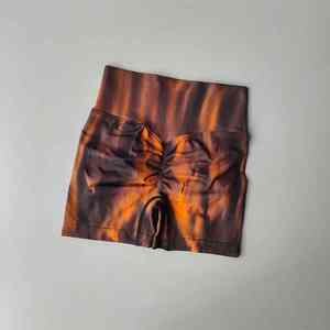 Pantalones cortos de Fitness sólidos, cintura elástica, pantalones deportivos teñidos con lazo de melocotón, Ajuste rápido del Abdomen, mallas de belleza para la cadera, cintura alta - Product Image 3