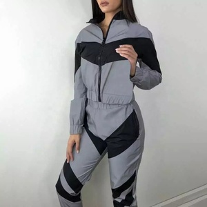 Survêtement réfléchissant deux pièces pour femmes, logo personnalisé, bloc de couleurs, mode sport pour dames, survêtement pour femmes - Product Image 6