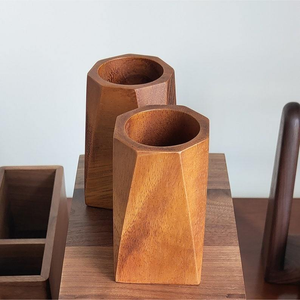 Vase de table en bois de qualité supérieure avec logo personnalisé - Design moderne, organisateur de bureau de direction, cadeau d'entreprise, artisanat Saniya - Product Image 5