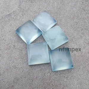 Cabochon naturel de forme carrée aqua laiteux dos plat AAA + pierres précieuses en gros calibrées de qualité, toutes les tailles disponibles - Product Image 6
