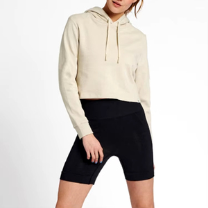 Women's Hooded Cropped <b>Hoodie</b> 100% Cotton Custom Logo Plus Size OEM Design Sportswear Autumn Summer Winter Puff Sleeve - Product Image 3