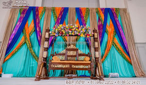 Punjabi ชุดเวทีงานแต่งงาน vatna อุปกรณ์ตกแต่งเวทีงานแต่งงานสีสันสดใส - Product Image 6