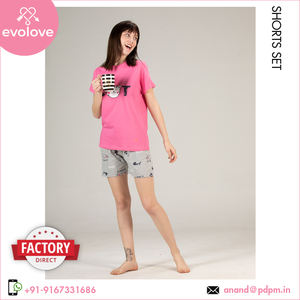 Kitty Kat Color rosa y gris 100% algodón hecho ropa de dormir ropa de noche 2 piezas pijama pantalones cortos Coord Set a precio razonable - Product Image 4