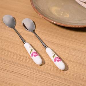 Radiant Rose Mini Brass <b>Spoons</b> (Set of 2) Mirror Polished Soup and Coffee Teaspoons for Party <b>Small</b> Metal Design - Product Image 1