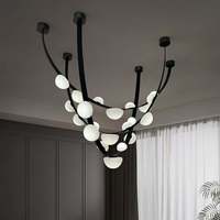 Lustre suspendu LED en albâtre, design minimaliste moderne, pour salle à manger/salon, décoration intérieure, longueur moyenne