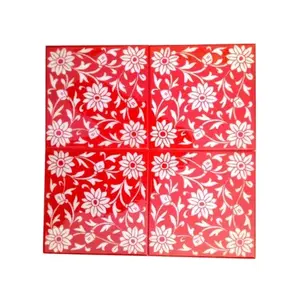 Juego de 4 azulejos de pared de cerámica Premium de 6x6 pulgadas, arcilla modificada, decoración exterior del hogar para baño para paredes externas - Product Image 1