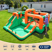 Château gonflable résidentiel personnalisé OEM avec double toboggan et jeu de lancer de balles pour fêtes d'enfants en extérieur, en tissu Oxford