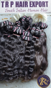 Extensiones de Cabello Humano Indio Virgen Ondulado Natural Negro Doble Trama - Product Image 4