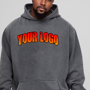 Sweat à capuche vierge personnalisé pour hommes, surdimensionné 100% coton, poids lourd, vieilli, 400gsm, fabricant de sweats à capuche lavés à l'acide pour hommes - Product Image 3