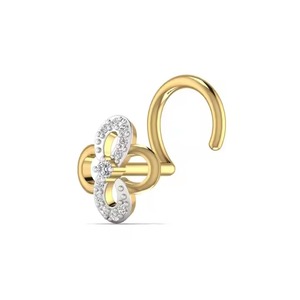 Infinity Faith Symbol 0.048CT Eternity <b>Nose</b> Pin 14KT Round Natural Diamond White Rose Yellow Gold Body Jewelry for Women Wedding - Product Image 5