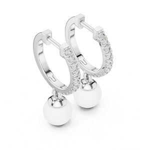 14K White Gold Round Cut Diamond <b>Earrings</b> for Women | Engagement Jewellery Luxury Certified Bridal Wedding Anniversary Gift - Product Image 2