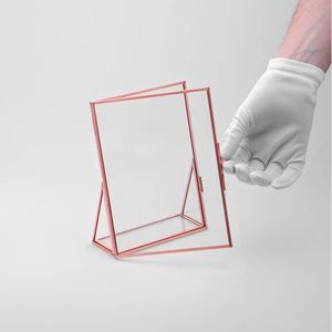 <b>Double</b> Glass Tabletop Desktop <b>Photo</b> <b>Frame</b> Metal Border Copper Finished Clear Glass Picture Leaf <b>Photo</b> <b>Frame</b> for Home & Office - Product Image 3