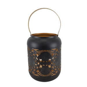 Living Room Decoration Iron Metal Hanging <b>Lantern</b> With Handle <b>Black</b> And Gold Color Tabletop <b>Candle</b> Holder - Product Image 1