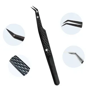 MORGANS INDUSTRIES – Kit de pinces à cils de précision en acier inoxydable, avec poignée Black Diamond et pointe lisse de 10 mm, durable pour l'extension de cils - Product Image 4