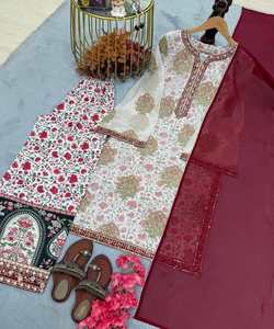 Party Wear Top Sharara Dupatta para mujer Seda Georgette Bordado - Product Image 3