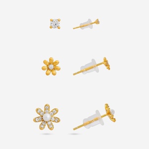 18K Gold Vintage Flower Drop <b>Earrings</b> Emerald Cut Diamond 92.5 <b>Silver</b> <b>Stud</b> <b>Earrings</b> Trendy 14K Gold Jewelry Main Material 188319 - Product Image 3