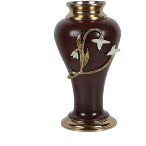 Jarrón de Flores de Hierro Hecho a Mano de Lujo con Estampado de Grano de Madera Esmaltado y Cuello con Detalles Dorados, Material Metálico Disponible a Precios de Mayoreo - Product Image 3