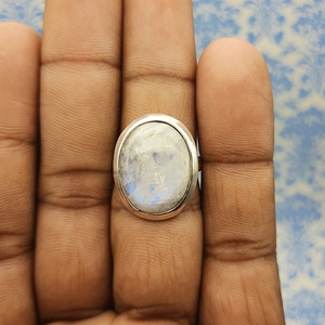 แหวนเงินโบฮีเมียนสเตอร์925ทำมือรุ้งมูนสโตนพลอยพลอยเบดการตั้งค่าฝาหินหลักสำหรับปาร์ตี้ - Product Image 6