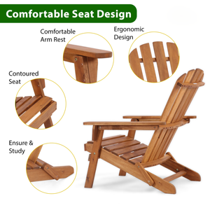 Chaise Adirondack Pazidom avec larges accoudoirs, angle d'assise relaxant et structure durable pour un confort en extérieur - Product Image 2