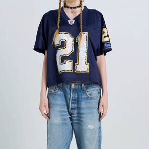 เสื้อฟุตบอลสไตล์อเมริกันวินเทจสำหรับผู้ชายสไตล์อเมริกันเสื้อครอปผ้าตาข่ายสไตล์สตรีท OEM - Product Image 2