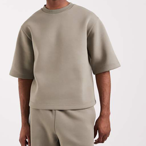 <span class=keywords><strong>T</strong></span>-<span class=keywords><strong>shirt</strong></span> in maglia doppia pesante antipiega color kaki, vestibilità rilassata con spalle scese - Product Image 2