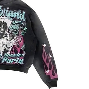 Venta al por mayor personalizado hombres sudaderas con capucha de diamantes de imitación DTG DTF sublimación impresión Streetwear sudadera polar OEM - Product Image 3