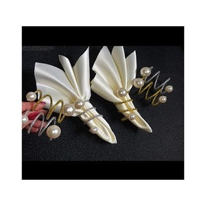 Tabletex Pearl Napkin Ring Holder Luxury Stainless Steel Gold Pearl Napkin Ring <b>Wedding</b> Banquet Decorations <b>Tissue</b> Napkin Ring - Product Image 1