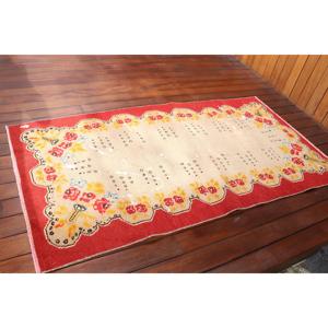 3x5.6 ft Accent Turkish Vintage Rug, <b>Red</b> Floral <b>Wool</b> Rug - Product Image 2
