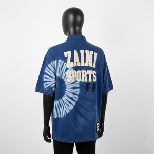 Polo de hombre premium de 200 GSM, tejido piqué rico en algodón, color azul, con logo impreso personalizado, tela transpirable. - Product Image 6