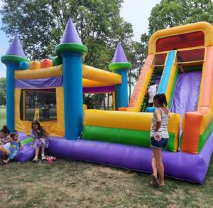 Castillo Inflable Grande y Resistente de PVC Arcoíris, Comercial, Combinado, para Niños, para Fiestas - Product Image 6
