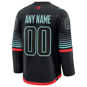 Maillot de Hockey personnalisé noir sarcelle et rouge pour hommes à manches longues léger Patchwork Sportswear confortable respirant athlétique - Product Image 3