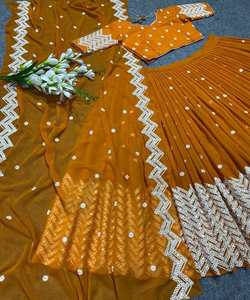 Prix de gros, Lahenga Choli Dupatta en soie indienne de créateur, lourd et exclusif, tenue de mariage traditionnelle indienne/pakistanaise, moderne - Product Image 4