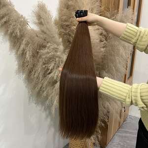 เทปต่อผมสีน้ำตาลช็อกโกแลต PU ยาว 100 กรัม ผมแท้แบบสลาฟ 100% ผมตรง จัดเรียงเกล็ดผม 100% ผมแท้จากคน - Product Image 1