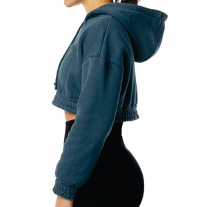 Custom Logo Cropped <b>top</b> Hoodie <b>for</b> <b>Women</b> 2026 - Product Image 3