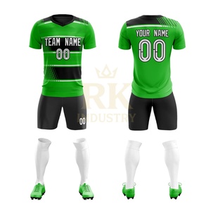 Uniforme de Fútbol Personalizado de Secado Rápido, 100% Poliéster, Impermeable, Verde y Negro, Conjunto Completo Unisex para Adultos, Servicio OEM, Superventas - Product Image 6