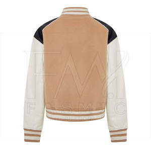 Hecho en lana de alta calidad cuerpo cuero mangas Crop Letterman chaqueta para personalizado Chenille bordado Letterman chaqueta - Product Image 2