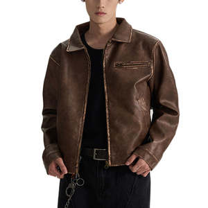 Haute qualité hommes hiver veste en cuir nouveau Style Street Wear col rabattu polaire matériel coupe-vent imperméable avant - Product Image 3