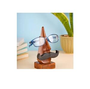 Soporte de cristal de ojo y nariz de madera hecho a mano de estilo clásico con bigote Especificaciones ecológicas Estante de montaje - Product Image 1