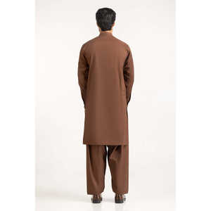 Traje Shalwar Kameez Bordado Marrón para Hombre, Estilo Étnico Indio, de Seda y Algodón, para Fiestas - Product Image 2