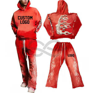 Survêtement évasé de haute qualité, logo personnalisé, streetwear élégant, sweats à capuche unis à manches longues, pantalons évasés pour hommes - Product Image 6