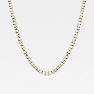 Usine directe haute joaillerie 14K or massif exclusif à la main collier de chaîne de tennis clouté avec des diamants de laboratoire taille émeraude en vrac - Product Image 6