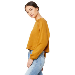 Modern Bella + Canvas Mujer Manga completa Raglan Fleece Pullover Cómodo Señoras Mostaza Sudadera con capucha con patrón sólido - Product Image 4