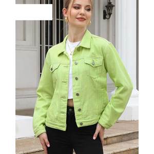 Veste universitaire en jean boutonnée pour femme à manches longues avec poches intérieures en coton respirant rempli de perles - Product Image 6