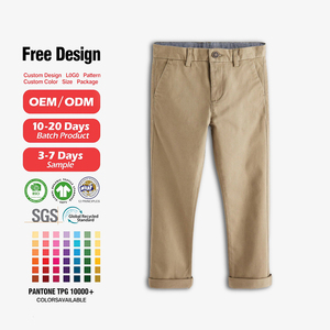 <span class=keywords><strong>Pantalon</strong></span> <span class=keywords><strong>Chino</strong></span> Kaki Sergé de Coton Personnalisé pour Bébé Garçon, Coupe Droite et Respirant, Écologique, Séchage Rapide, Extensible, Coupe Classique avec Taille Élastique - Product Image 2
