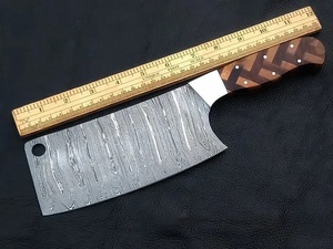 Couteau de chef en acier Damas forgé à la main de haute qualité |   Hache-viande robuste à lame pleine |   Couteau artisanal personnalisé - Product Image 4