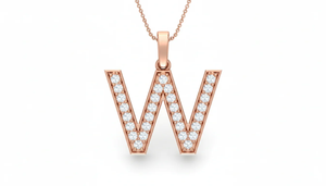 Elegante Collar con Colgante de Letra W en Oro Blanco de 18K con Diamantes Naturales Reales, Joyería Personalizada de Lujo para Mujer, Regalo - Product Image 3