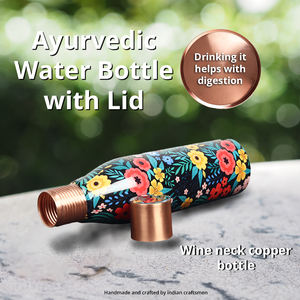 High Quality Large Pure Copper <b>Water</b> <b>Bottle</b> 2 Cup <b>Glass</b> Premium Packaging Yoga/Gym Use Lid Included Direct Access Custom Logo - Product Image 2